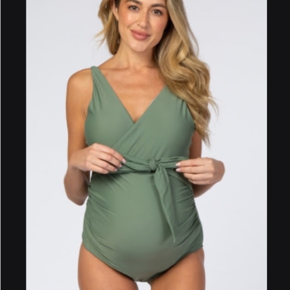 Pinkblush Olive Green Wrap-Front One-Piece Swimsuit